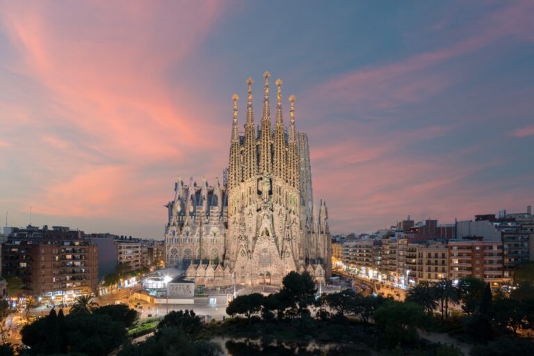 Sagrada Familia in Barcelona at sunset