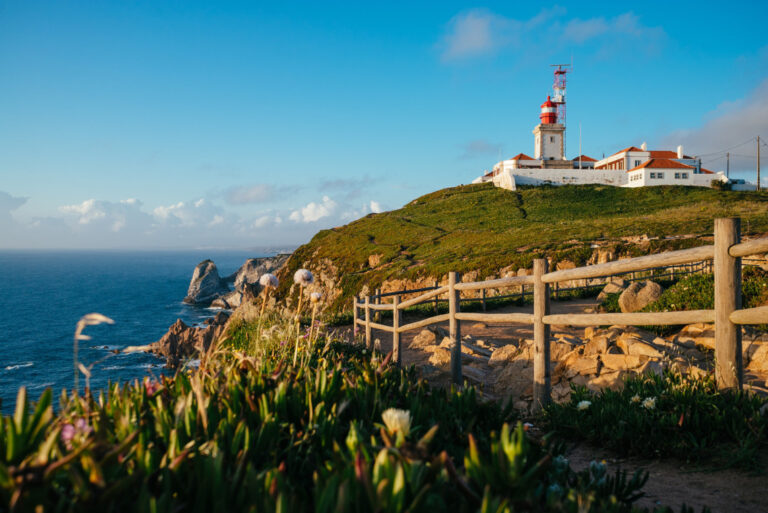 Cabo da Roca lighthouse overlooking the ocean in Portugal