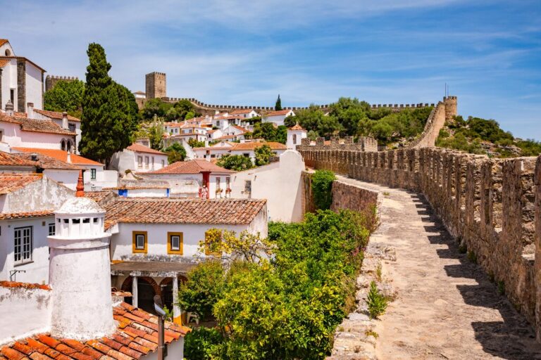 Obidos village with medieval walls in Portugal