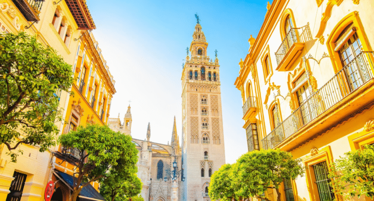 La Giralda tower in Seville with surrounding architecture