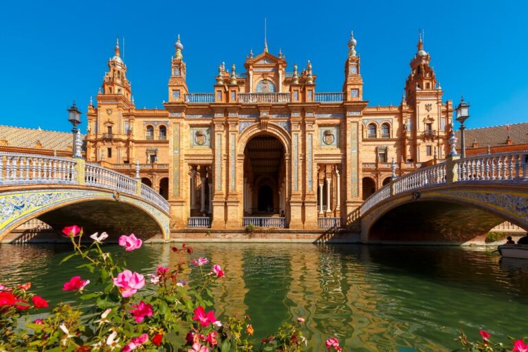 Plaza de España in Seville with canal and bridge