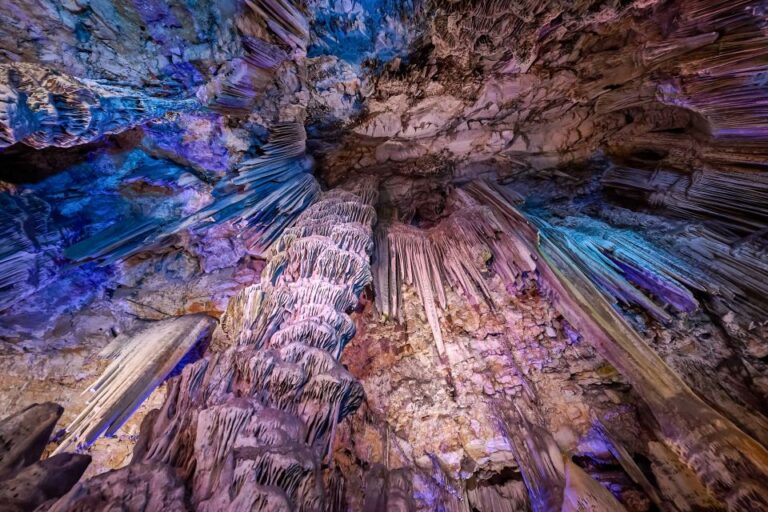 Stalactites and stalagmites in St. Michael's Cave, Gibraltar