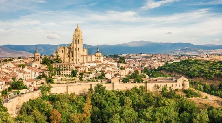 Aerial view of Segovia Cathedral in Spain
