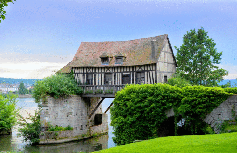 Historic half-timbered house in Giverny, France.