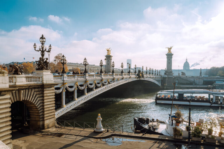 Pont Alexandre III bridge over the Seine River in Paris