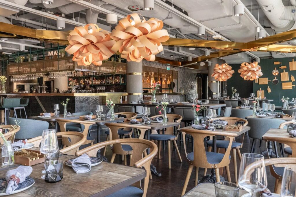 Elegant dining area in Arctic Scandic Hotel