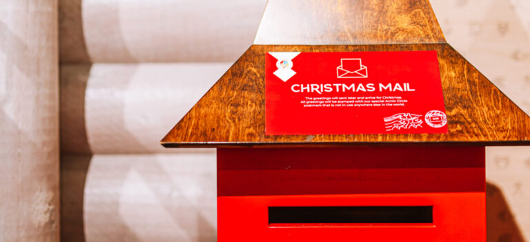 Red Christmas mail box at Santa Claus Village