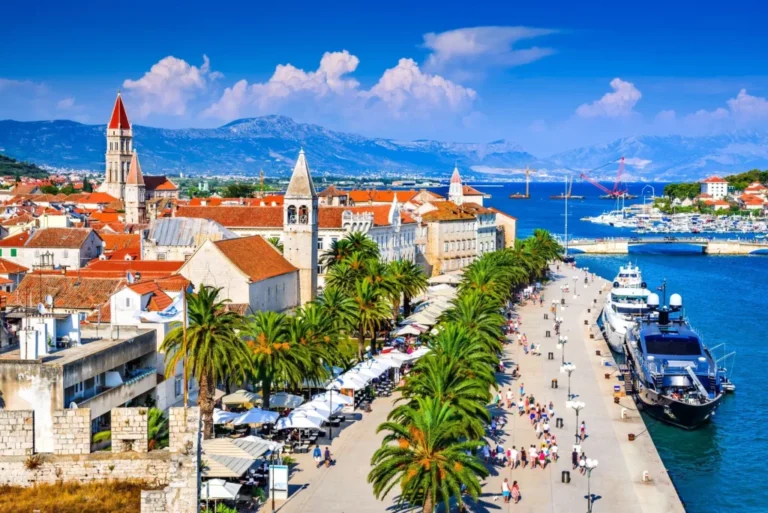 Trogir coastal town with historic architecture and marina