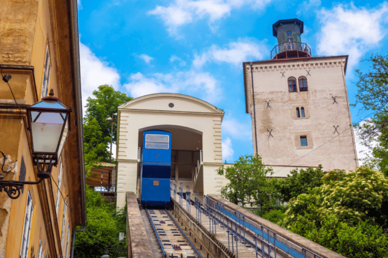 Funicular railway and Lotrščak Tower in Zagreb
