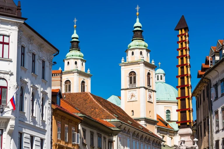 Baroque architecture of Ljubljana Cathedral in Slovenia.