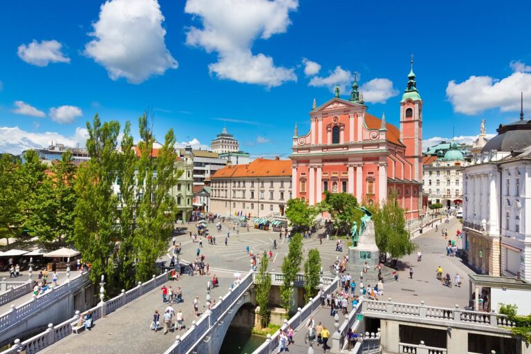 Triple Bridge and Franciscan Church in Ljubljana