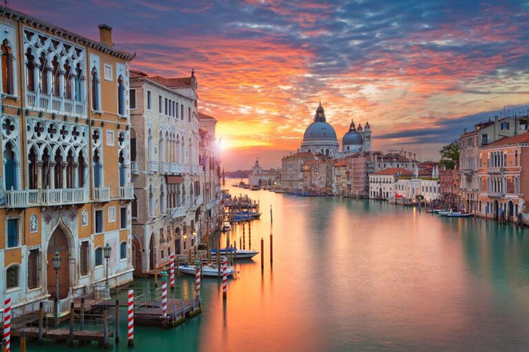 Venice Grand Canal with Santa Maria della Salute at sunset