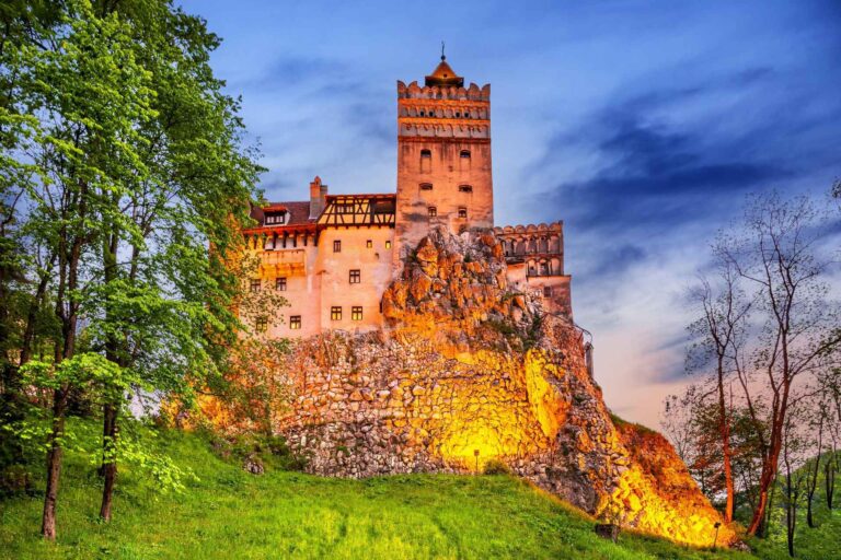 Bran Castle in Transylvania at sunset