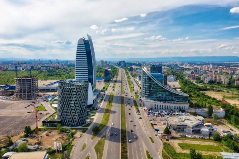 Aerial view of modern architecture in Sofia, Bulgaria