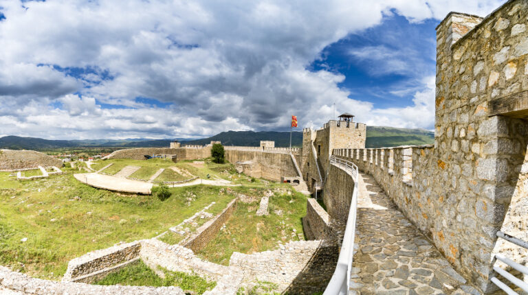 Scenic view of Ohrid Fortress with stone walls and landscape