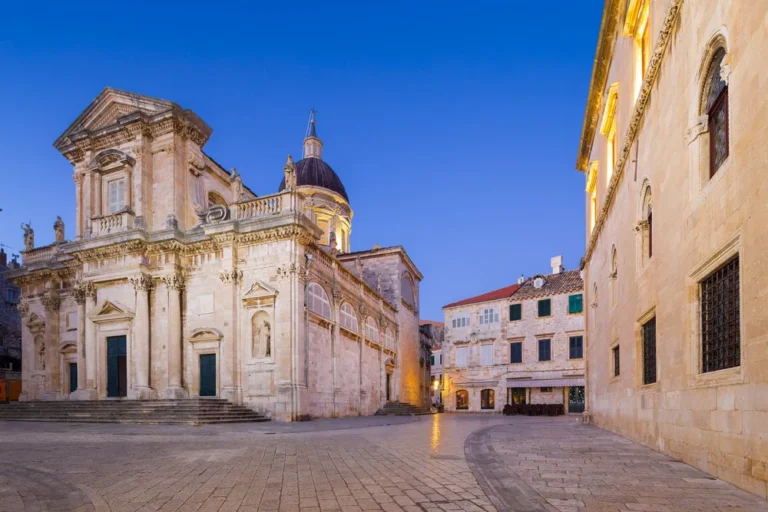 Dubrovnik Cathedral in Baroque style at dusk