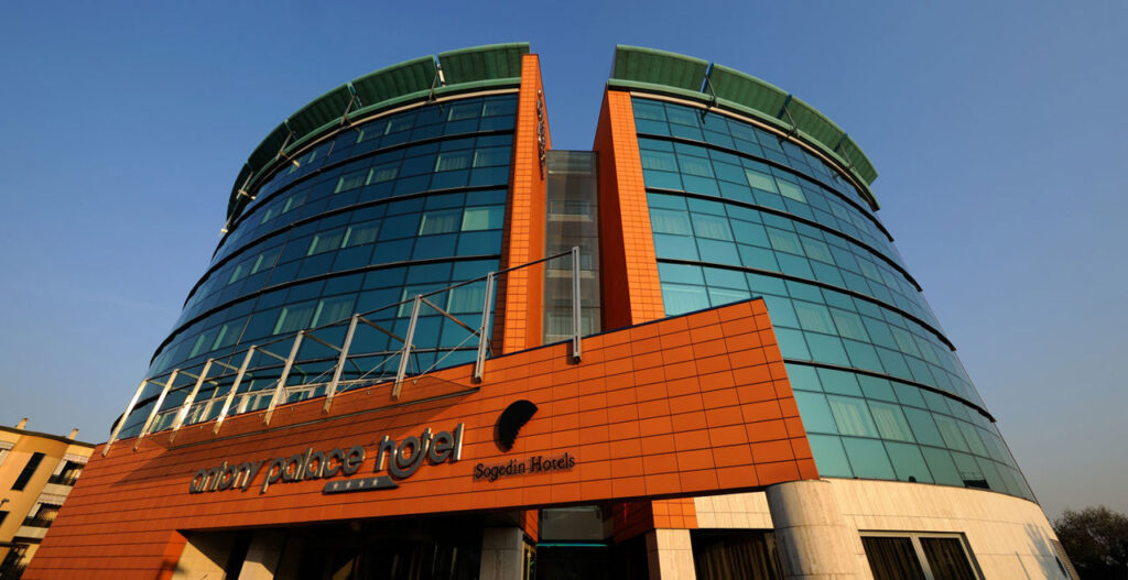 Modern architecture of Antony Palace Hotel exterior