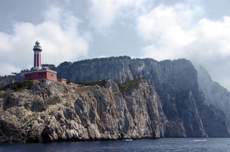 Punta Carena Lighthouse on cliffs of Capri Island