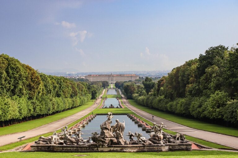 Royal Palace of Caserta with gardens and sculptures