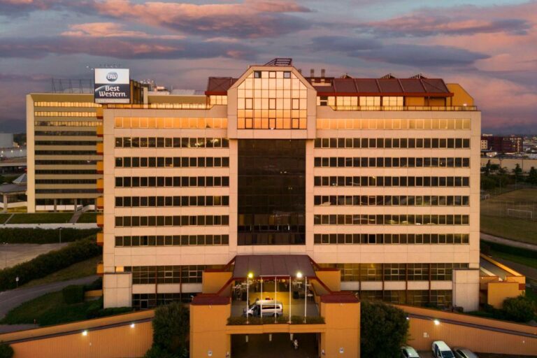 Best Western hotel building at sunset in Italy