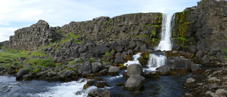 Öxarárfoss waterfall in Thingvellir National Park, Iceland