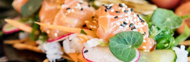 Fresh salmon sushi on Nordic cruise.