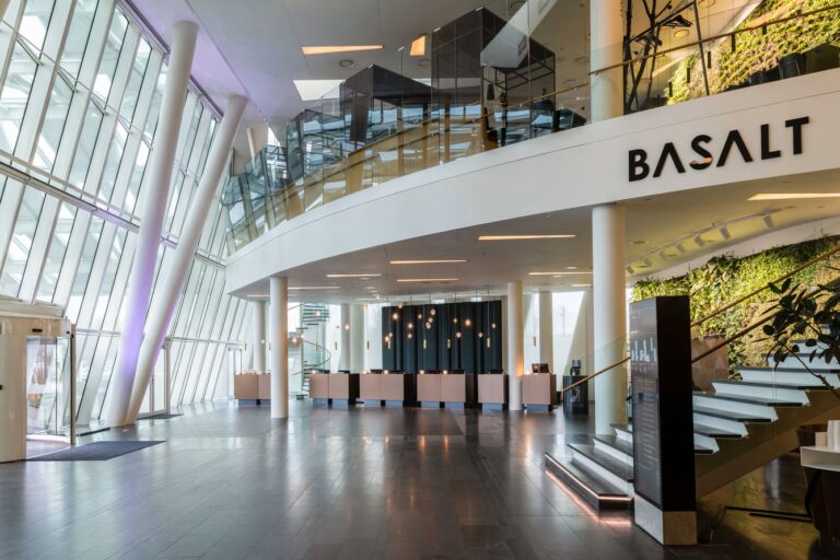 Modern lobby of AC Marriott Hotel in Copenhagen