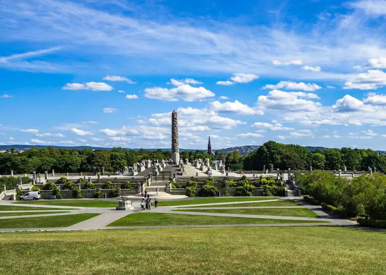 Vigeland Sculpture Park in Oslo with Monolith sculpture