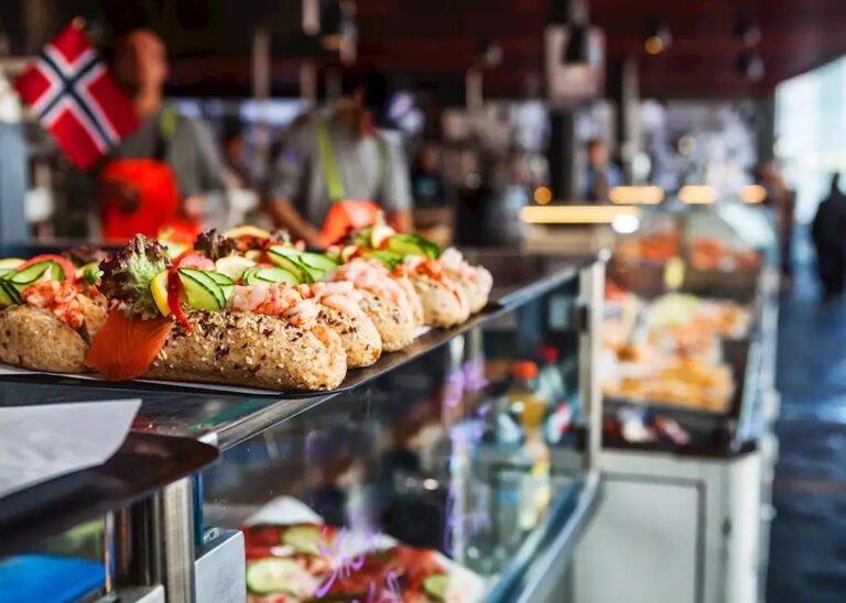 Fresh seafood sandwiches at Bergen Fish Market