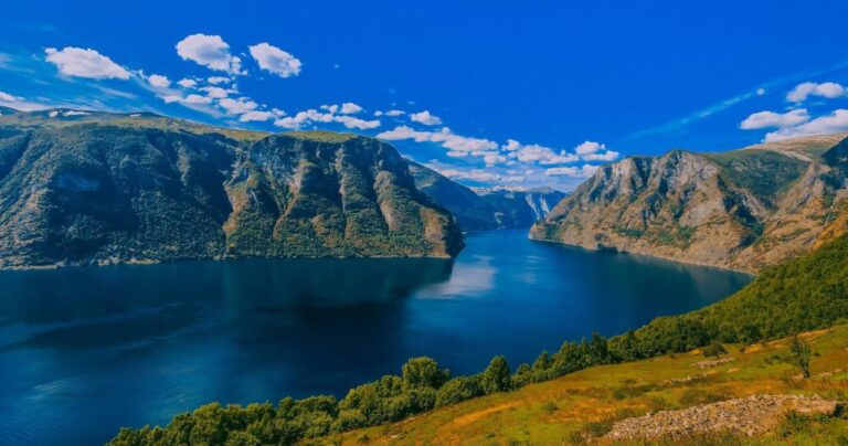 Scenic view of Geiranger Fjord in Norway