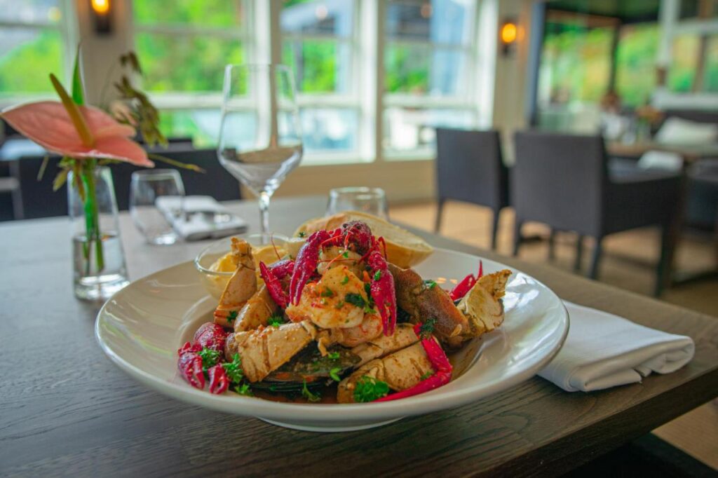 Seafood platter at Geiranger Hotel restaurant.