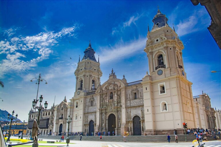 Cathedral of Lima with clear blue sky