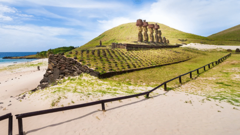 Moai statues at Anakena Beach on Easter Island