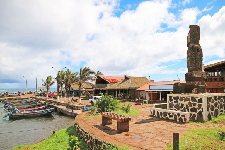 Easter Island market with moai statue