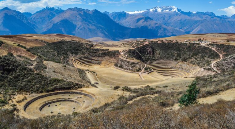 Moray archaeological site with Inca terraces in Sacred Valley, Peru