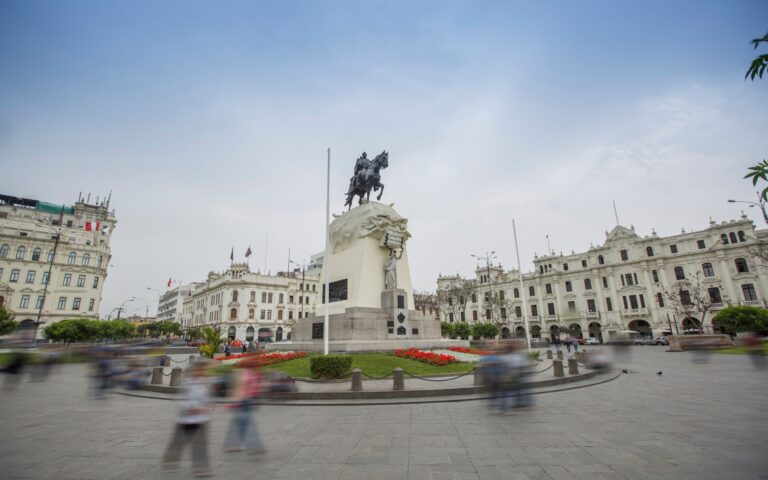 San Martin Square in Lima with equestrian statue.