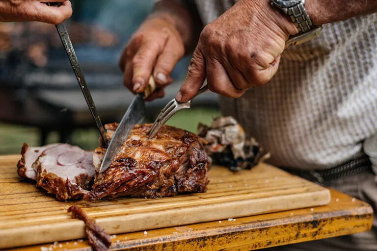 Argentine barbecue asado being prepared.