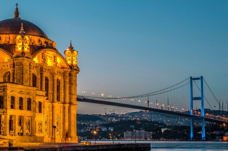 Ortaköy Mosque and Bosphorus Bridge at night