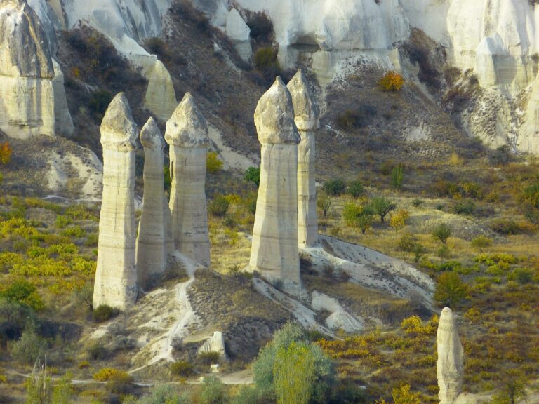 Unique rock formations known as Fairy Chimneys in Cappadocia.