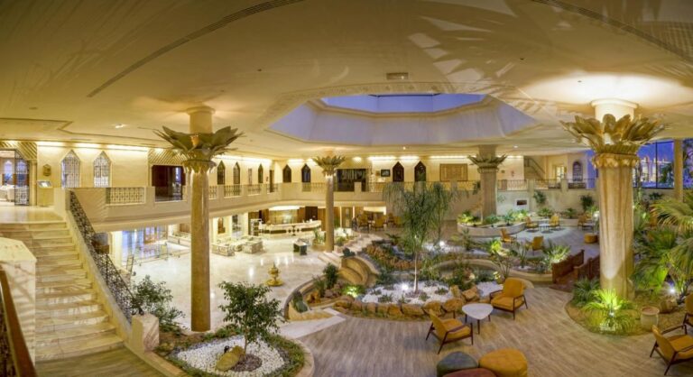 Luxurious lobby of Palm Beach Palace Hotel in Tunisia