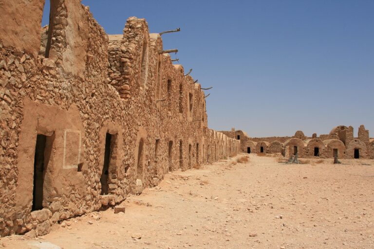 Ancient ruins in Matmata desert landscape