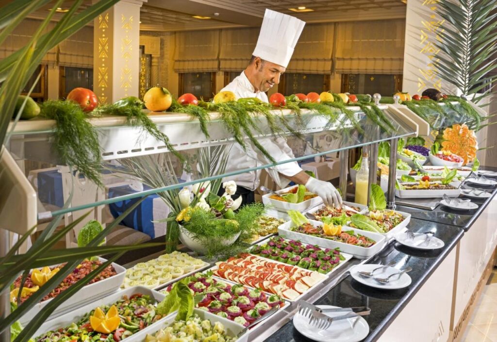 Chef preparing a buffet at a Tunisian hotel